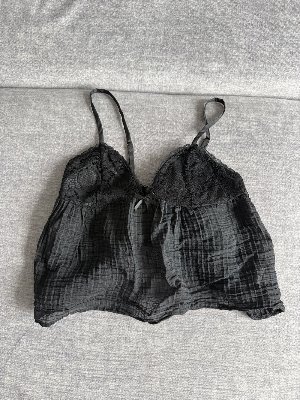 Black Lace & Gauze Bralette Top - Women's Intimates